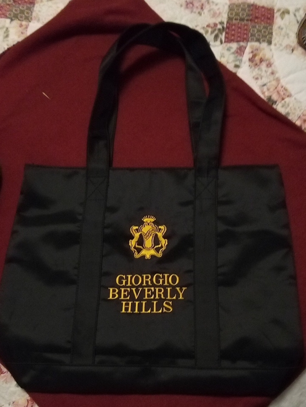 Giorgio Armani Black Tote with Gold Crest Logo